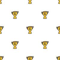 padrão de doodle sem costura com copa do campeonato. ilustração vetorial com taça de ouro. antecedentes esportivos vetor