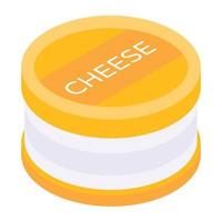 um ícone isométrico de lata de queijo vetor