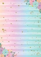 fundo de arco-íris com glitter e flores vetor