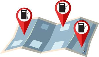 ícone de localização de posto de gasolina no mapa vetor