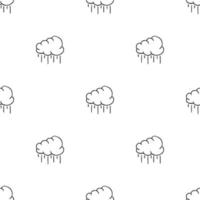 padrão sem emenda com nuvens chuvosas. nuvens chuvosas doodle preto e branco. doodle ícones cumulonimbus. padrão sem costura cumulonimbus vetor