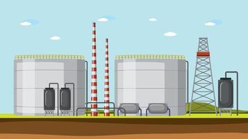 design de desenho animado de fábrica da indústria petrolífera vetor