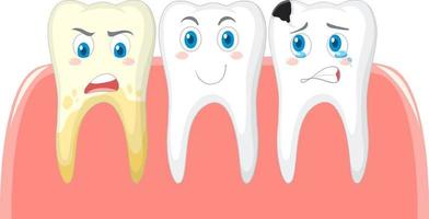 condição dental e diferente dos dentes no fundo branco