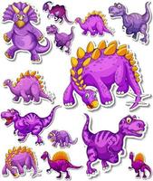 conjunto de adesivos de desenhos animados de dinossauros diferentes vetor