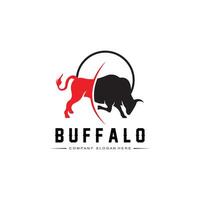 ícone de vetor de logotipo de búfalo touro de bisão, design de logotipo retrô vintage de animais de fazenda