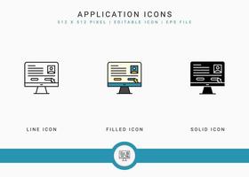 ícones de aplicativos definir ilustração vetorial com estilo de linha de ícone sólido. conceito de verificação de satisfação do cliente. ícone de traçado editável em fundo isolado para web design, infográfico e aplicativo móvel ui. vetor