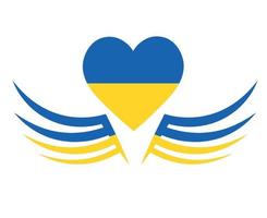 ucrânia bandeira coração emblema e asas símbolo europa nacional ilustração vetorial abstrato vetor