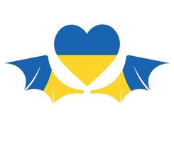 ucrânia bandeira emblema símbolo coração e asas europa nacional ilustração vetorial abstrato vetor