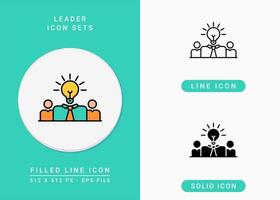 ícones de líder definir ilustração vetorial com estilo de linha de ícone sólido. símbolo de gerente de negócios. ícone de traçado editável em fundo isolado para web design, interface de usuário e aplicativo móvel vetor