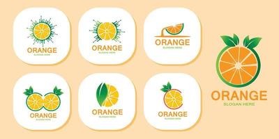 vetor de ícone de logotipo de fruta laranja. inspiração de plantas, ilustração