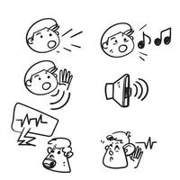conjunto simples de doodle desenhado à mão de vetor de ilustração vetorial relacionado à voz