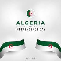 feliz dia da independência da argélia 5 de julho celebração ilustração vetorial de design. modelo para cartaz, banner, publicidade, cartão de felicitações ou elemento de design de impressão vetor