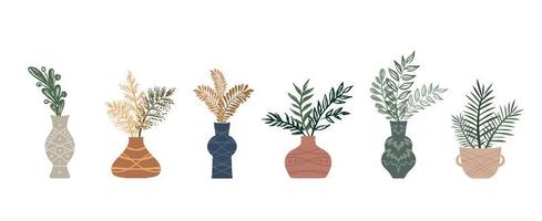 decoração de casa com plantas, ilustração desenhada à mão. vetor