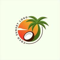 ilustração de design de logotipo de ilha de coco tropical moderna vetor