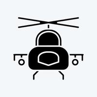 ícone de helicóptero militar. apropriado para o símbolo de educação. estilo de glifo. design simples editável. vetor de modelo de design. ilustração simples