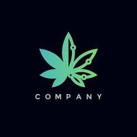 ilustração de design de logotipo de tecnologia de cannabis vetor