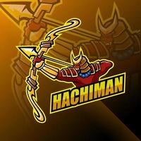 design de logotipo de mascote hachiman esport vetor
