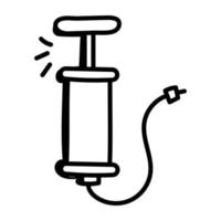 um ícone de linha doodle de uma bomba de ar vetor
