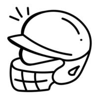 doodle ícone editável do capacete de críquete vetor