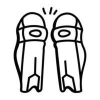 joelheiras de proteção esportiva, ícone de doodle vetor