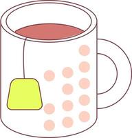 xícara com elemento de vetor de cor semi plana de saquinho de chá
