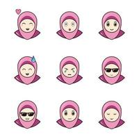 vetor de personagens islâmicos de emoticon de garota hijab