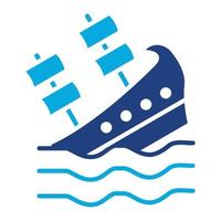 ícone de duas cores de glifo de naufrágio vetor