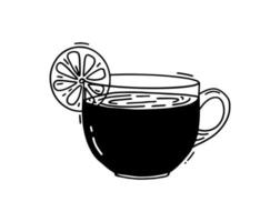 chá xícara de limão doodle ilustração vetorial. hora do chá esboçado vetor