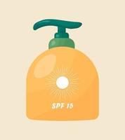 protetor solar em tubo para aplicar e cuidar da pele do rosto, corpo com FPS. cosméticos para bronzeamento e pós bronzeamento vetor