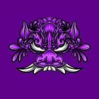 design estético de cabeça de diabo roxo vetor