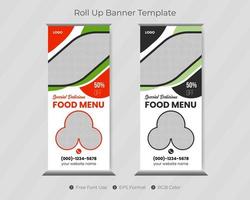 modelo de banner de rolo de comida com design de capa de restaurante para negócios vetor