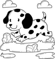alfabeto de livro de colorir de animais. isolado no fundo branco. cão dálmata de desenho vetorial. vetor