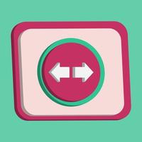 3D seta esquerda e direita ícone botão vetor e lupa com fundo turquesa e rosa, melhor para imagens de design de propriedade, cores editáveis, vetor popular