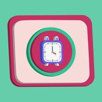 Vetor de botão de ícone de relógio 3d e lupa com fundo turquesa e rosa, melhor para imagens de design de propriedade, cores editáveis, vetor popular