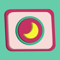 Vetor de botão de ícone de lua 3d e lupa com fundo turquesa e rosa, melhor para imagens de design de propriedade, cores editáveis, vetor popular