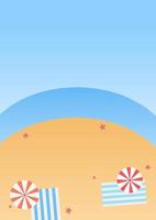 modelo de cartaz de praia de verão com céu azul brilhante e clima de férias vetor