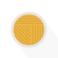logotipo abstrato de uma tigela de macarrão com caldo e pedaços de pimentão verde vetor