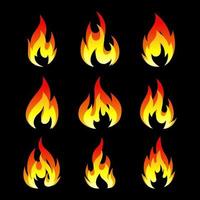 conjunto de ilustração vetorial de chamas de fogo. bom para sinais de fogo, raiva ou perigo. estilo de cor de gradação simples
