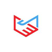 logotipo abstrato de vetor de aperto de mão. símbolo de negócio. estilo de cor gradiente