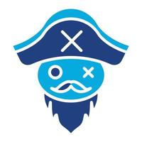 ícone de duas cores de glifo de barba pirata vetor