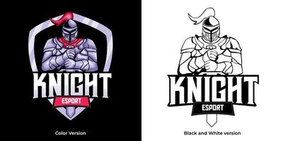 design do logotipo do knight mascote esport vetor