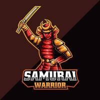 estilo de mascote de e-sport guerreiro samurai vetor