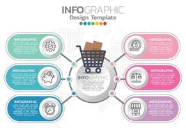 modelo de design de infográfico com 6 opções de cores. vetor