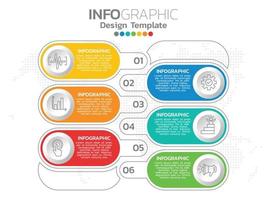 modelo de design de infográfico com 6 opções de cores. vetor