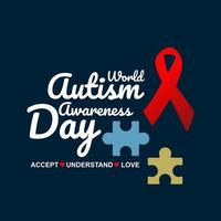 dia mundial da conscientização do autismo em 2 de abril de fundo com peças de quebra-cabeça. pode ser usado para banners, fundos, adesivo, ícone, crachá, cartazes, folhetos, impressão e campanha de conscientização para o autismo vetor