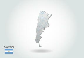 mapa vetorial da argentina com design de triângulos da moda em estilo poligonal em fundo escuro, forma de mapa em estilo de arte de corte de papel 3d moderno. design de recorte de papercraft em camadas. vetor