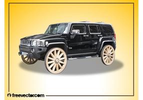 Hummer Com Rodas De Madeira vetor