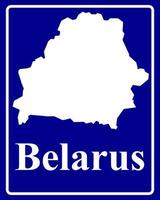 assinar como um mapa de silhueta branca da Bielorrússia vetor