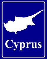 assinar como um mapa de silhueta branca de Chipre vetor