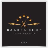 corte de cabelo de barbearia e logotipo de barbear modelo elegante premium vetor eps 10